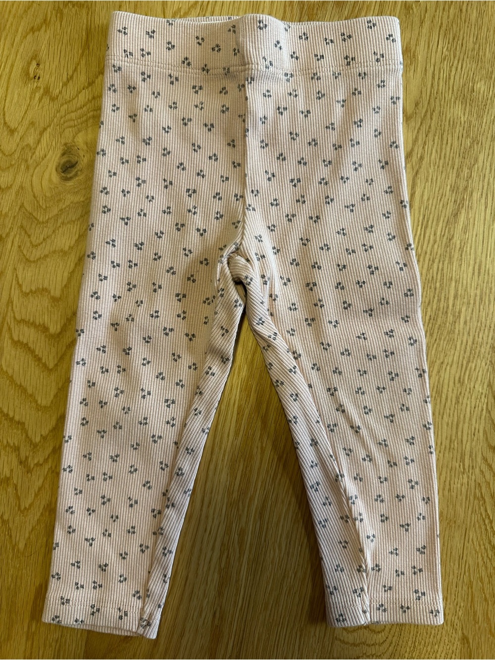 Zara toddler Pink with gray Floral Ribbed Kids Leggings size 1 1/2 years